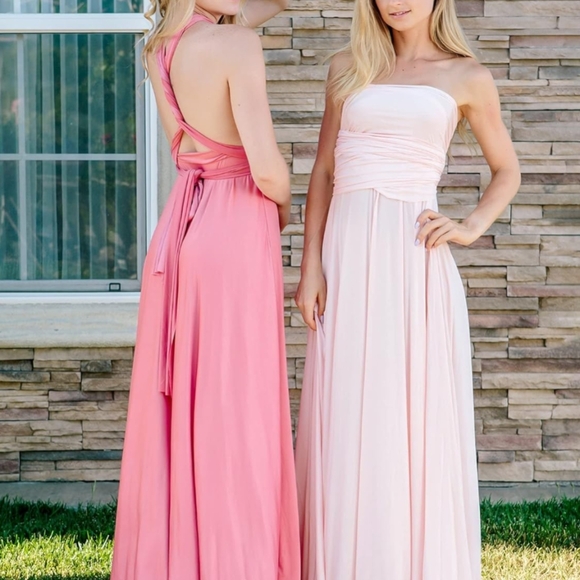 Convertible Infinity Dress & Bandeau Long Maxi Bridesmaid/Prom Dresse Dusty Plnk - Picture 6 of 7